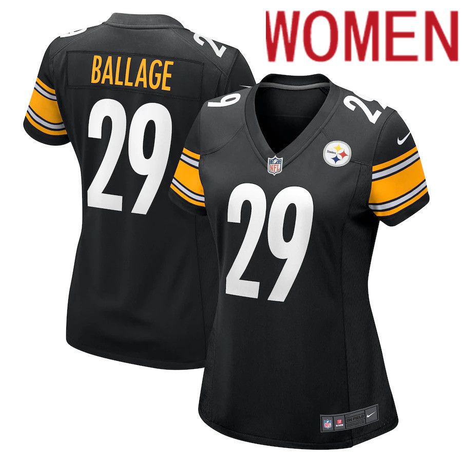 Women Pittsburgh Steelers 29 Kalen Ballage Nike Black Game NFL Jersey